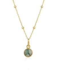 Spero London - Sterling Natural Round Pendant Necklace With Beaded Chain - Lyst