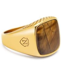 Nialaya - Gentlemen's Signet Ring With Tiger Eye - Lyst