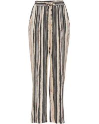 Conquista - Wide Leg Striped Pants With Drawstring Waist - Lyst