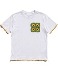 Ana Chic - Sunflower Patch Handmade Crochet Applique Cotton Tee - Lyst