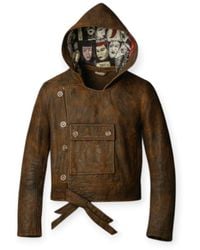 Zasta Studio - The Alchemist Leather Bomber Jacket With Hoodie - Lyst