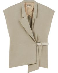 Nocturne - Ivory Belted Double-Breasted Vest - Lyst