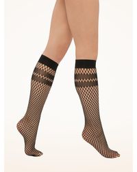 Wolford - Net Lines Knee-Highs, Femme, , Taille - Lyst
