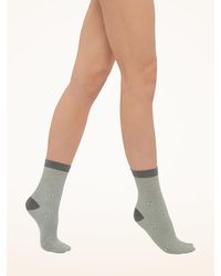 Wolford - The W Cotton Socks, Femme, Soft Pewter/ Off, Taille - Lyst