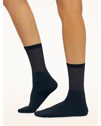 Wolford - Shiny Sheer Socks, Femme, /Pewter, Taille - Lyst