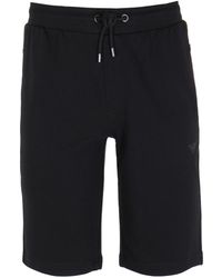 Emporio Armani Black Cotton Blend Sweat Shorts