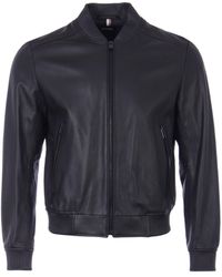 Mens HUGO BOSS Leather Coat Jacket Brown Size 40 50