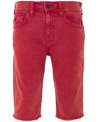 True Religion Ricky Flap Big T Denim Shorts - Red