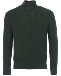 Tommy Hilfiger Organic Cotton Ribbed Half Zip Sweater - Green
