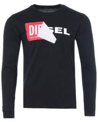 DIESEL T-diego Double Logo Long Sleeve T-shirt - Black