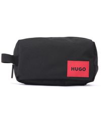 HUGO Logo Patch Wash Bag - Black