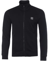 BOSS by HUGO BOSS French-terry-cotton Jacket With Woven Logo Patch - Black