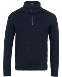 Armor Lux Chateaulin Zip Neck Woolen Sweater - Blue
