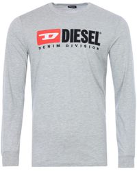 DIESEL T-just Division Logo Long Sleeve T-shirt - Grey