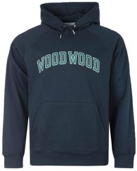WOOD WOOD Fred Ivy Organic Cotton Hooded Sweatshirt - Blue