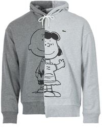 Lacoste Live X Peanuts Spilt Organic Cotton Hooded Sweatshirt - Grey