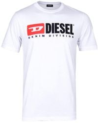 DIESEL T-just Division Logo T-shirt - White