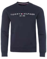 Tommy Hilfiger Logo Organic Cotton Blend Sweatshirt in Green for Men | Lyst