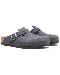 Birkenstock Boston Anthracite Grey Wool Felt Sandals