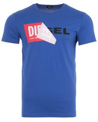 DIESEL T-diego Double Logo T-shirt - Blue