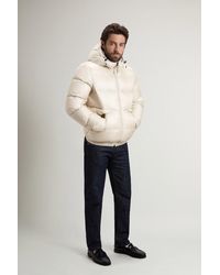 Woolrich - Gewatteerd Donsjack Van Gerecyclede Pertex Quantum-Stof Met Capuchon Grootte - Lyst