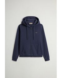 Woolrich - Hoodie Van Achteraf Geverfd Zuiver Katoen Blauw Grootte - Lyst
