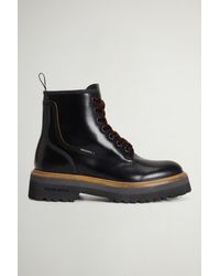 Woolrich - Main Logger-Veterboots Van Leer Zwart Grootte - Lyst