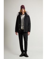 Woolrich - Arctic Anorak Van Ramar Cloth Met Afneembaar Bont Zwart Grootte - Lyst