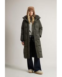 Woolrich - Lange Kelly Parka Groen Grootte - Lyst