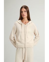Woolrich - Trui Met Volledige Rits Met Capuchon Van Wol- En Kasjmiermix Wit Grootte - Lyst