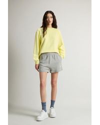 Woolrich - Damen Shorts Aus Gebürstetem Mouliné Aus Reiner Baumwolle Mit Logo Größe - Lyst