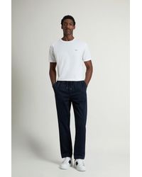 Woolrich - Achteraf Geverfde Milton-Broek Van Keperstof Van Katoen Blauw Grootte - Lyst