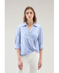 Woolrich - Striped Shirt In Cotton Blend Poplin - Lyst