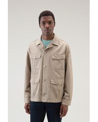 Woolrich - Garment-dyed Safari Shirt Jacket In Cotton-linen Blend - Lyst