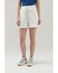 Woolrich - Bermuda Sports Shorts In Pure Cotton Fleece With Drawstring White - Lyst