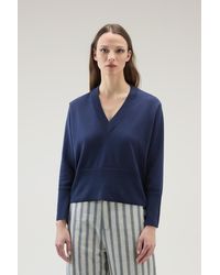 Woolrich - V-neck Sweater In Cotton And Cashmere - Lyst