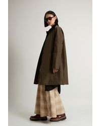 Woolrich - Damen Mantel Aus Ramar Cloth Mit Cordkragen Grün Größe - Lyst