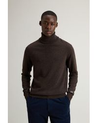 Woolrich - Herren Rollkragenpullover Aus Reiner Wolle Braun Größe - Lyst