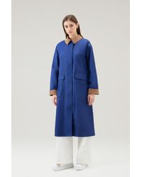Woolrich - Waxed Trench Coat In Cotton Nylon Blend With Pointed Collar - Lyst