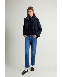Woolrich - 2-In-1-Peacoat Van Melton-Wolmix Blauw Grootte - Lyst