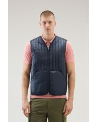 Woolrich - Quilted Vest In Recycled Pertex Quantum Blue - Lyst