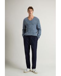 Woolrich - Broek Milton Van Wolmix-Flanel Blauw Grootte - Lyst