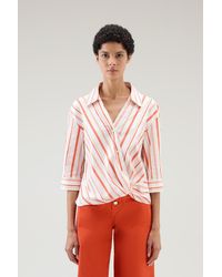 Woolrich - Striped Shirt In Cotton Blend Poplin - Lyst