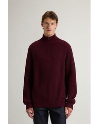 Woolrich - Herren Pullover Aus Kaschmir-Wollmischung Mit Hohem Kragen Und Halbreißverschluss Rot Größe - Lyst