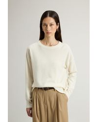 Woolrich - Trui Met Ronde Hals Van Een Mix Van Scheerwol En Kasjmier Wit Grootte - Lyst