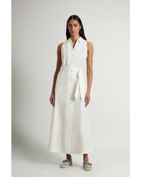 Woolrich - Robe Chemise Ceinturée En Popeline De Pur Coton Pour Femme Couleur Taille - Lyst