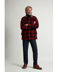 Woolrich - Mantel Barn Van Italiaanse Wolmix Met Geruit Patroon Rood Grootte - Lyst