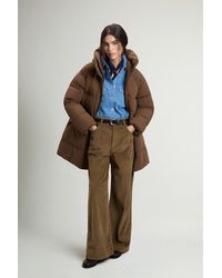 Woolrich - Gewatteerde Parka Madison Van Matte Stretch Nylon Groen Grootte - Lyst