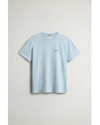 Woolrich - T-Shirt Van Puur Katoen Met Logo Blauw Grootte - Lyst