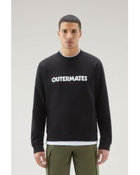 Woolrich - Pure Cotton Crewneck Sweatshirt With Embossed Print - Lyst